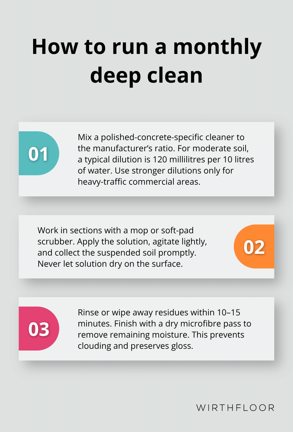 Three-step monthly deep clean for polished concrete - cleaning polished concrete floors