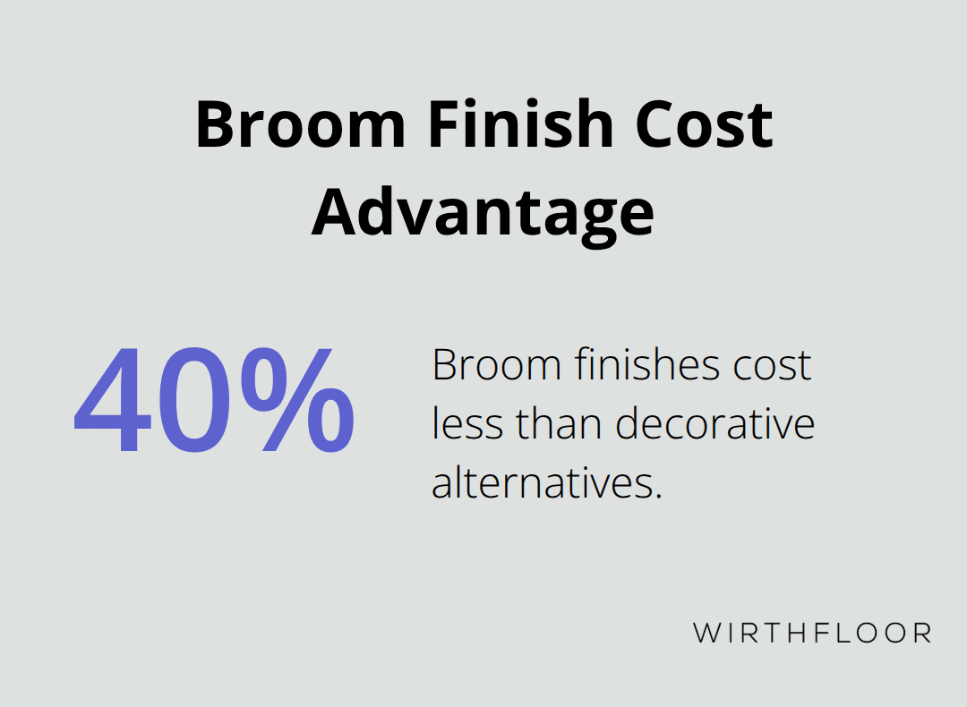 Chart showing broom finishes cost 40% less than decorative alternatives