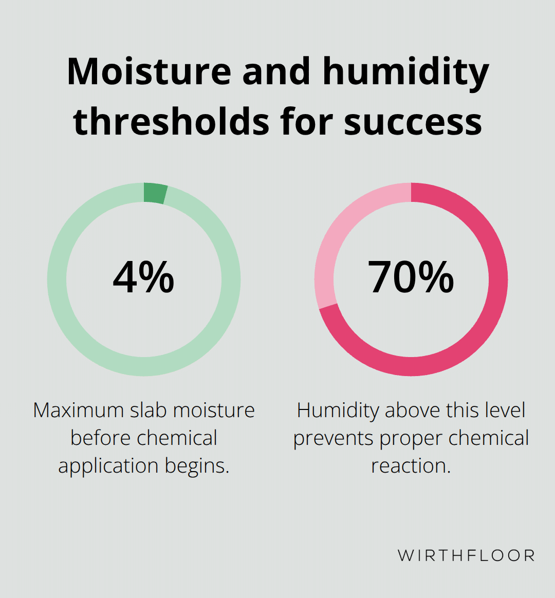 Percentage limits that determine chemical performance in polished concrete