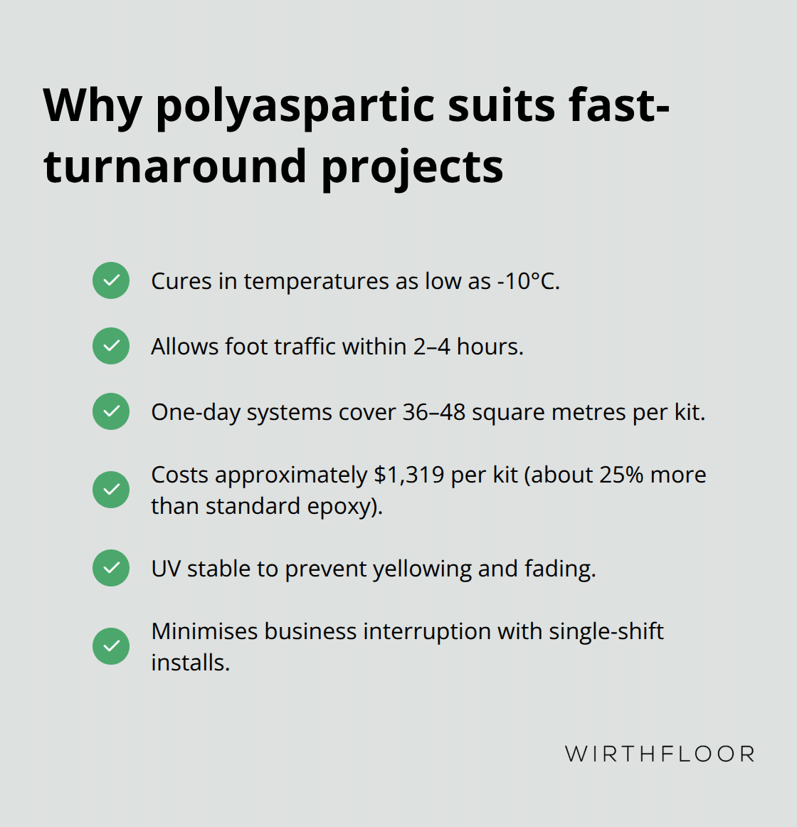Checklist of polyaspartic coating advantages for rapid commercial installs in Australia - durable concrete coatings epoxy supplies